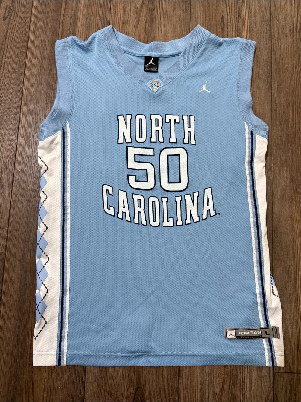 Jordan UNC Tar Heels 50 Basketball Jersey Youth Large Carolina Blue NCAA